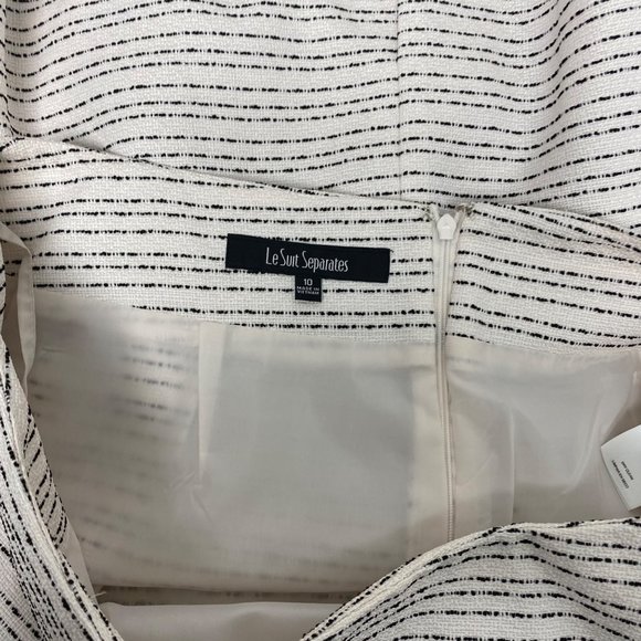 Le Suit Separates women's size 10 formal straight skirt glitters ivory black - Picture 4 of 11